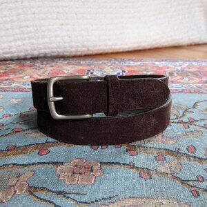 H&M chocolate dark brown suede leather silver buckle dress belt 36